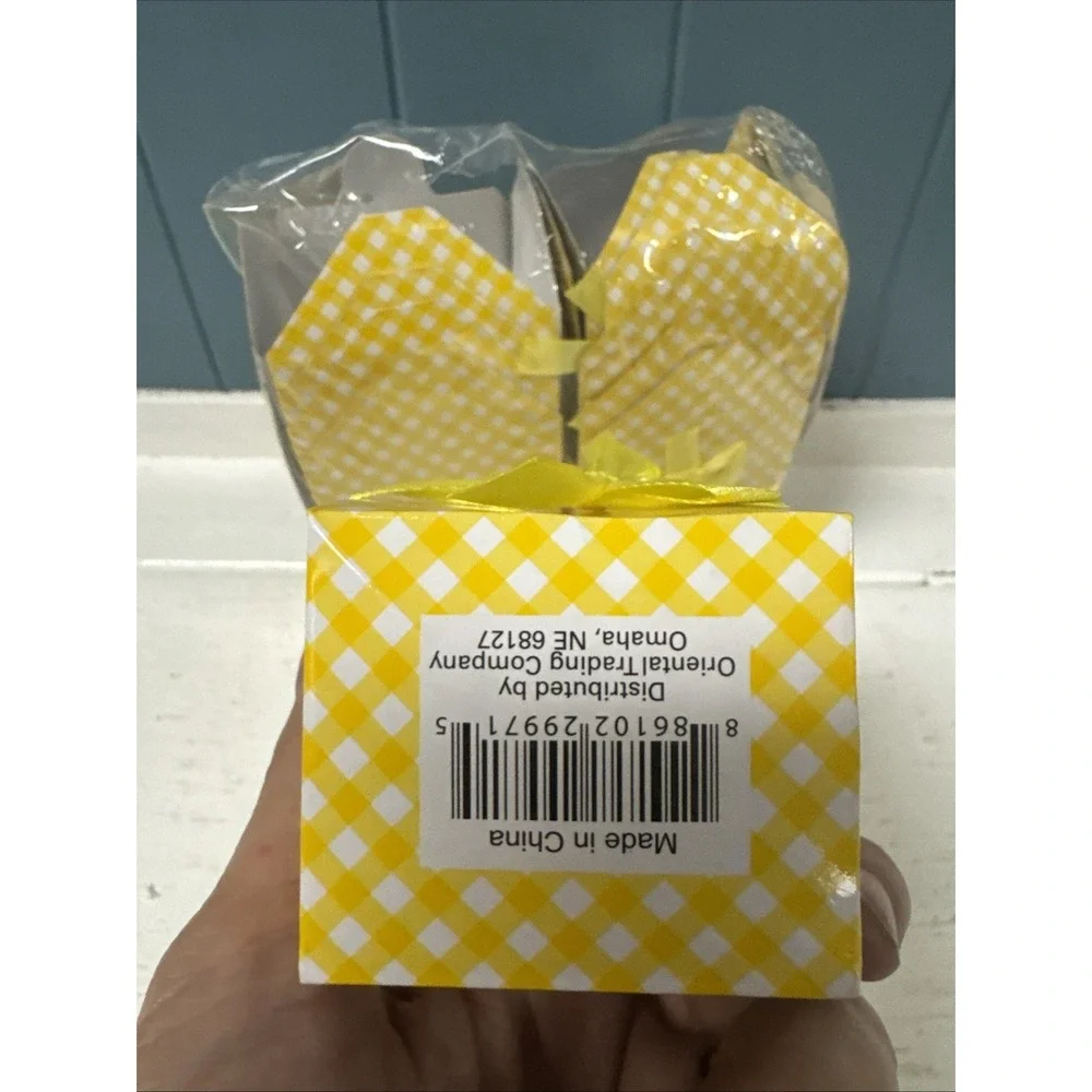 12‎ Mini Take Out Boxes Gingham Yellow White Check W/ Handle Goody Party Favor